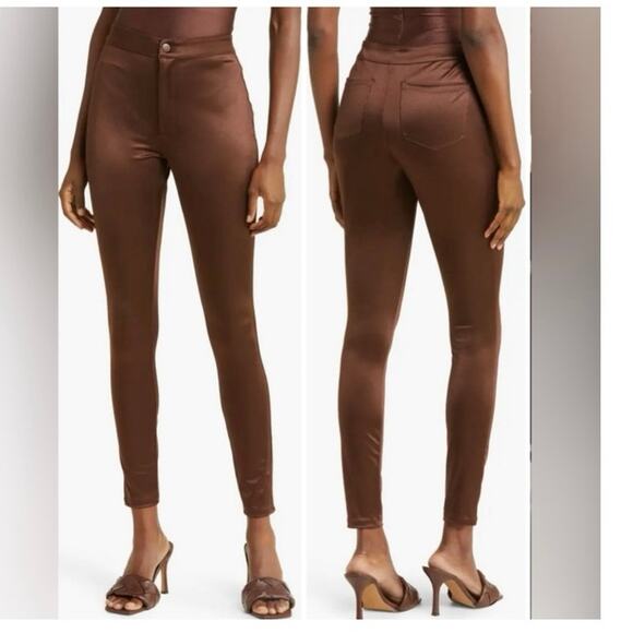 SKIMS Pants - SKIMS Disco Leggings Sz S Shiny High Waist Cocoa Brown Glam Night Out Club wear